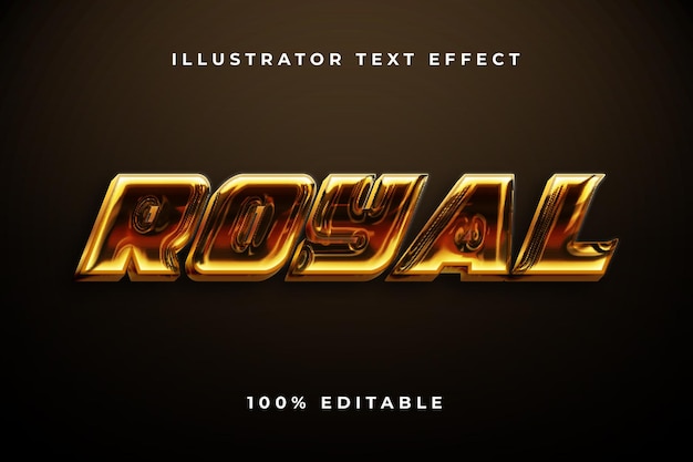 Efecto de texto 3d editable dorado metálico brillante de lujo