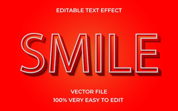 Efecto de texto 3D editable efecto de texto vectorial minimalista de sonrisa