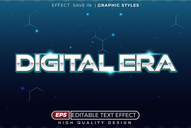 Vector efecto de texto 3d editable en la era digital