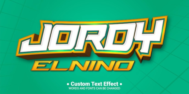 Efecto de texto 3D editable estilo de juego Jordy El Nino gratis