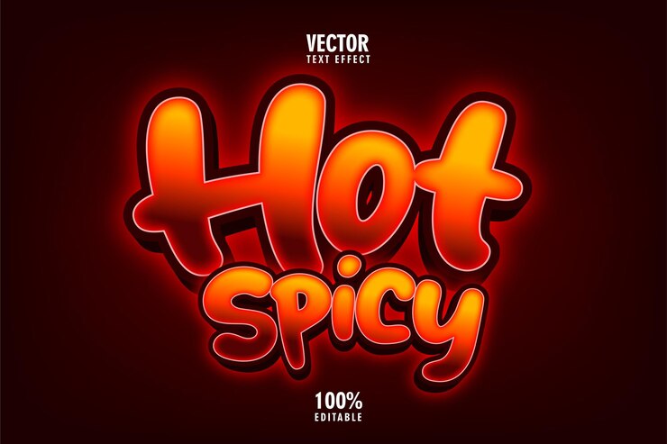 Vector efecto de texto 3d editable estilo picante caliente