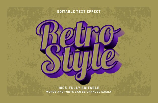 Vector efecto de texto 3d editable de estilo retro