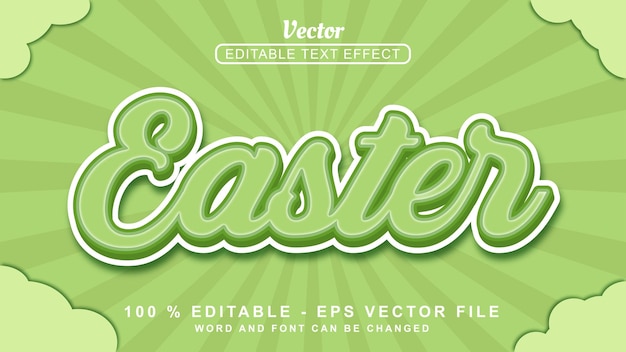 Efecto de texto 3d editable estilo simple de Pascua verde aislado sobre fondo verde
