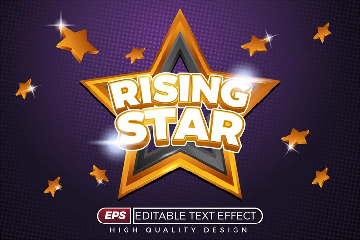 Vector efecto de texto 3d editable estrella naciente