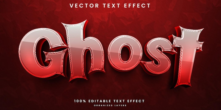 Vector efecto de texto 3d editable fantasma de color rojo