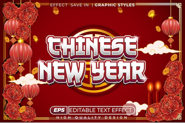 Efecto de texto 3D editable feliz año nuevo chino