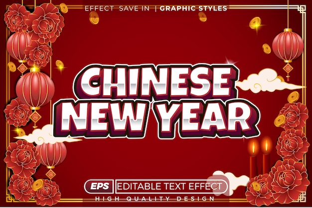 Efecto de texto 3D editable feliz año nuevo chino