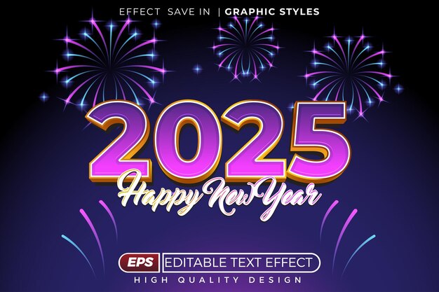 Efecto de texto 3D editable feliz año nuevo