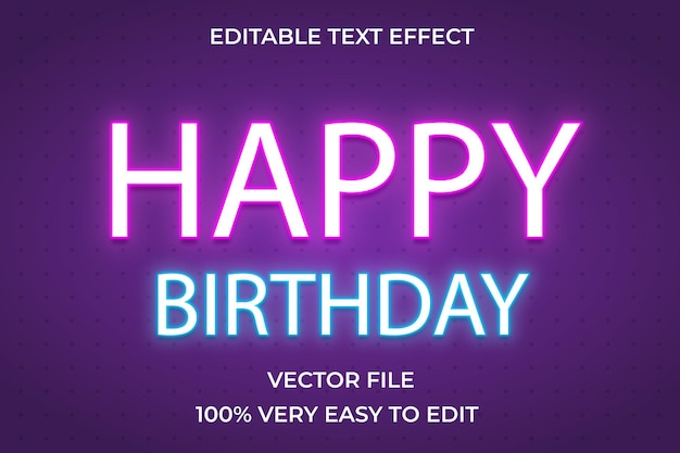 Efecto de texto 3D editable feliz cumpleaños efecto de texto vectorial minimalista