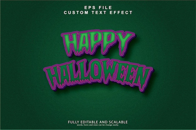 Efecto de texto 3d editable Feliz Halloween 3d estilo de plantilla de dibujos animados vector premium