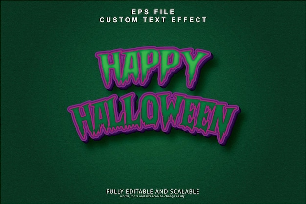 Vector efecto de texto 3d editable feliz halloween 3d estilo de plantilla de dibujos animados vector premium