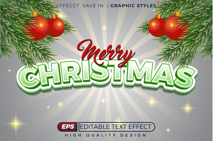 Vector efecto de texto 3d editable feliz navidad