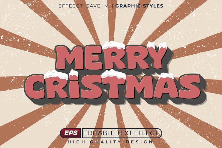 Vector efecto de texto 3d editable feliz navidad