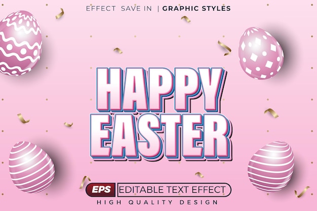 Efecto de texto 3D editable Feliz Pascua