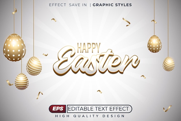 Efecto de texto 3D editable Feliz Pascua