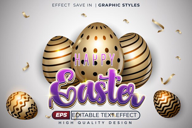Efecto de texto 3D editable Feliz Pascua