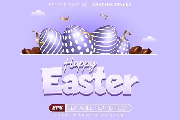 Efecto de texto 3D editable Feliz Pascua