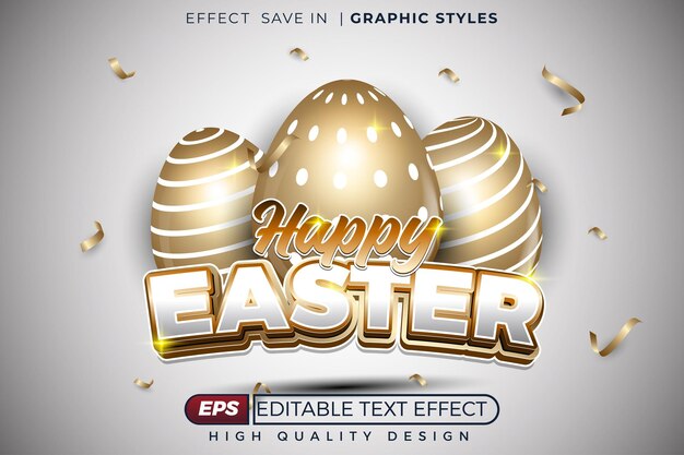 Efecto de texto 3D editable Feliz Pascua