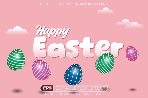 Efecto de texto 3D editable Feliz Pascua