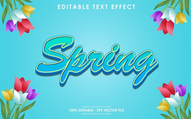Efecto de texto 3D editable de Feliz Primavera