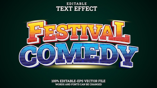 Efecto de texto 3d editable festival comedia