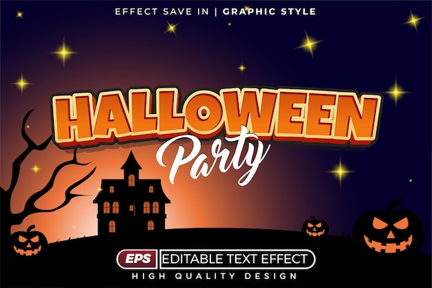 Efecto de texto 3D editable para la fiesta de Halloween