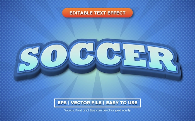 Efecto de texto 3d editable fútbol de estilo moderno