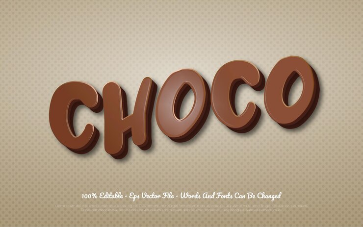 Vector efecto de texto 3d editable ilustraciones de estilo choco