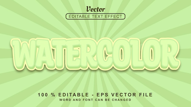 Efecto de texto 3d editable lima Estilo divertido de acuarela aislado sobre fondo lima