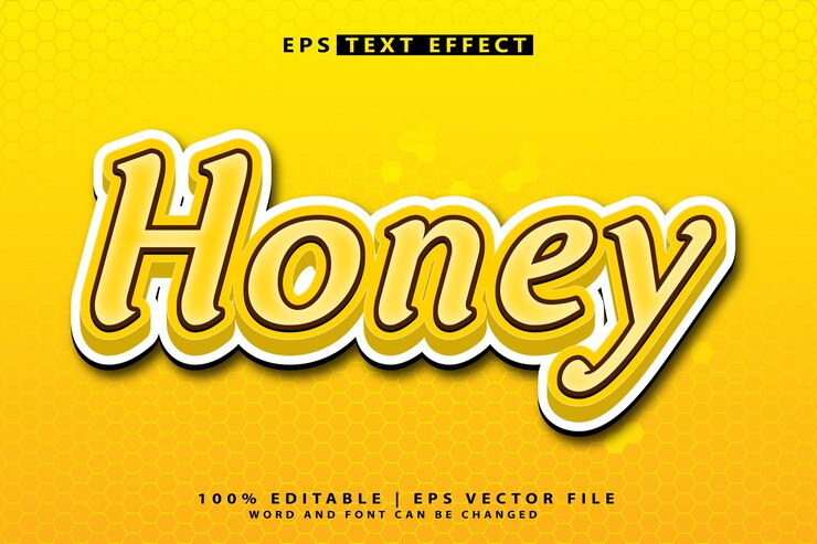 Vector efecto de texto 3d editable de miel