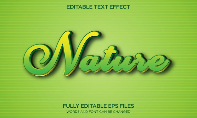 Vector efecto de texto 3d editable de naturaleza