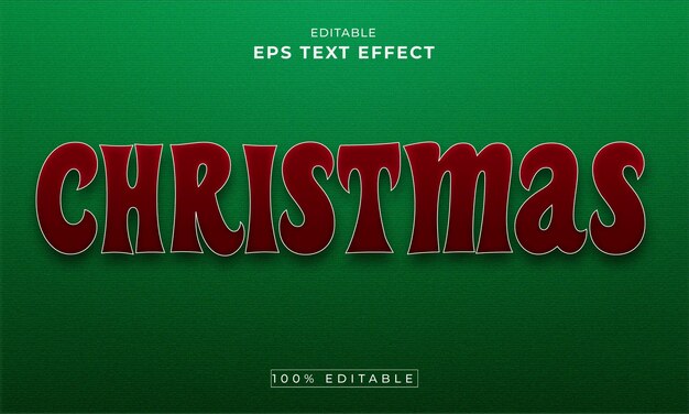 Efecto de texto 3d editable de navidad vector premium