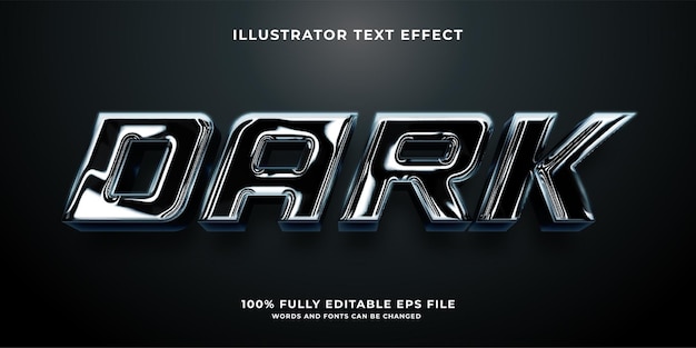 Efecto de texto 3D editable en negro oscuro metálico moderno