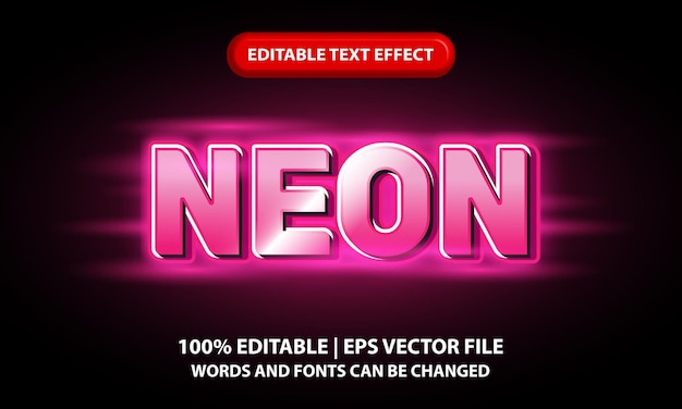 Efecto de texto 3D editable de neón: letras 3D con luz de neón roja brillante