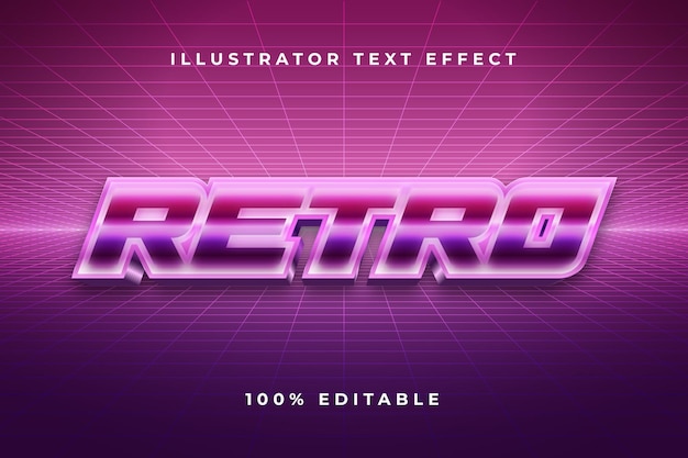 Vector efecto de texto 3d editable de neón retro futurista