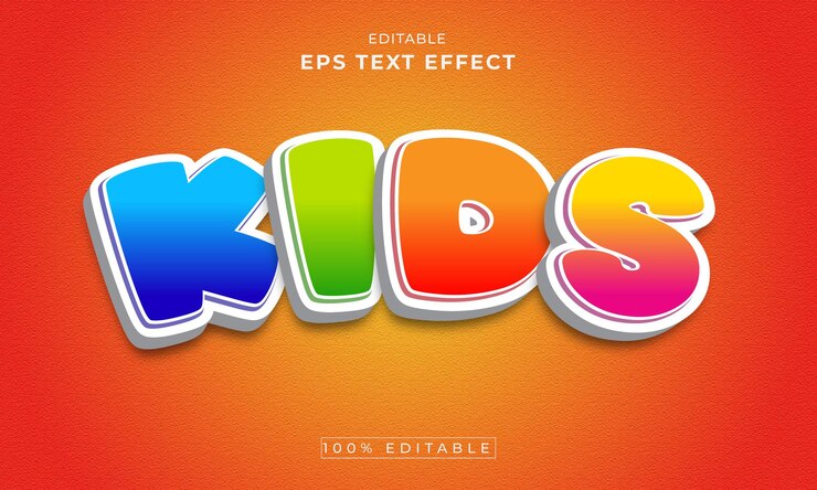 Efecto de texto 3d editable para niños vector premium vector premium