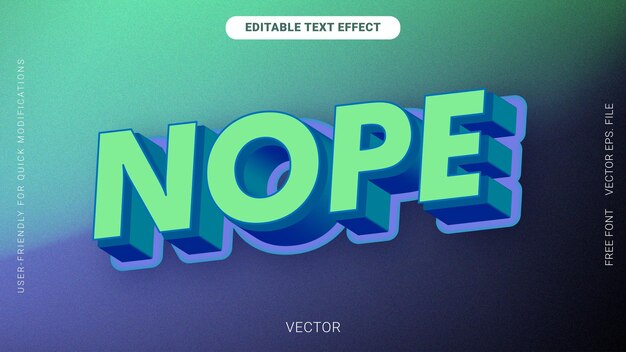 Efecto de texto 3D editable No con fondo de gradiente azul de color verde granulado Vector