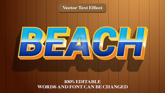 Efecto de texto 3d editable de playa con color de estilo moderno