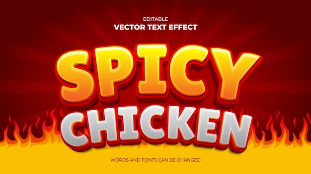 efecto de texto 3d editable de pollo picante