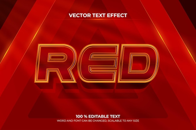Efecto de texto 3d editable rojo con fondo de color de onda triangular