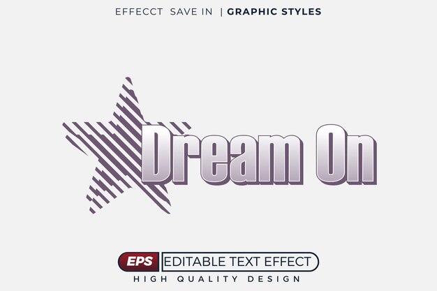 El efecto de texto 3D editable sueña con el estilo vintage