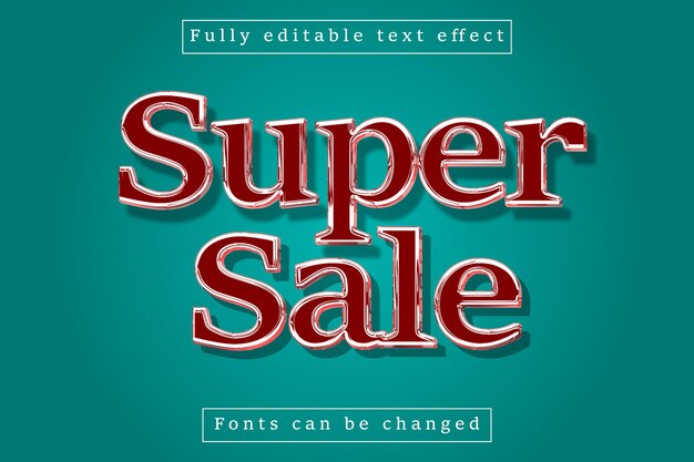 Efecto de texto 3D editable en súper venta