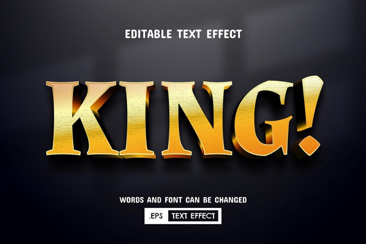 Vector efecto de texto 3d editable del texto de king