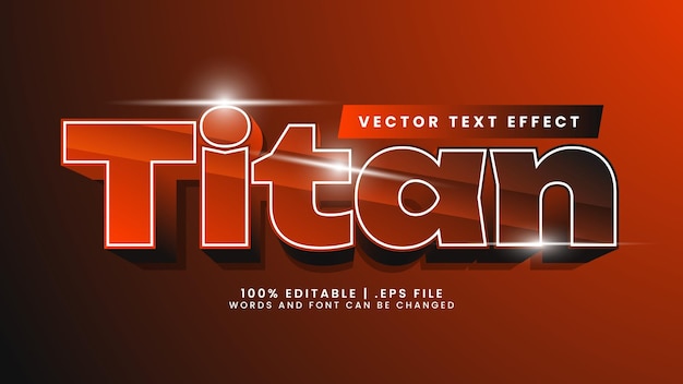 Efecto de texto 3d editable titan con dibujos animados y estilo de texto moderno