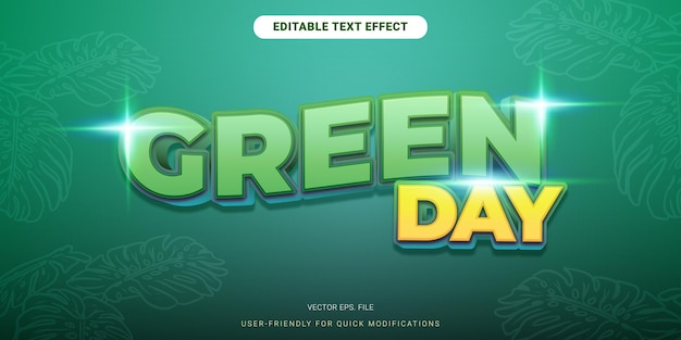 Efecto de texto 3d editable vector de día verde