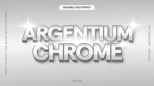 Efecto de texto 3D editable Vector de estilo de fuente de gradiente de cromo Argentium