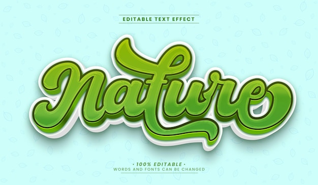 Efecto de texto 3d editable verde natural