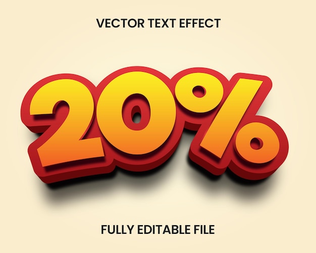 Efecto de texto 3D editable vibrante para ofertas de descuento con diseño de gradiente rojo-amarillo audaz