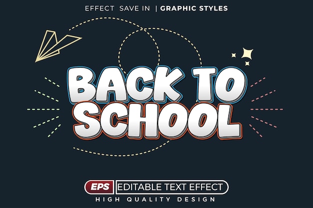 Efecto de texto 3D editable de vuelta a la escuela