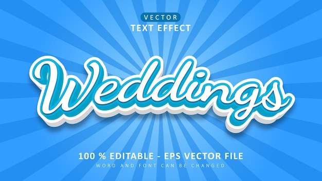 Efecto de texto 3D Efecto de texto 3D editable Estilo de bodas azul simple aislado en fondo azul